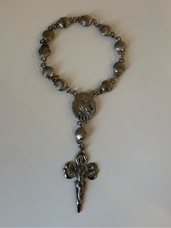 Jewelry - ST JAMES CRUSADER Santiago de Compostela Hand ROSARY Decade Shells CROSS 6.5”